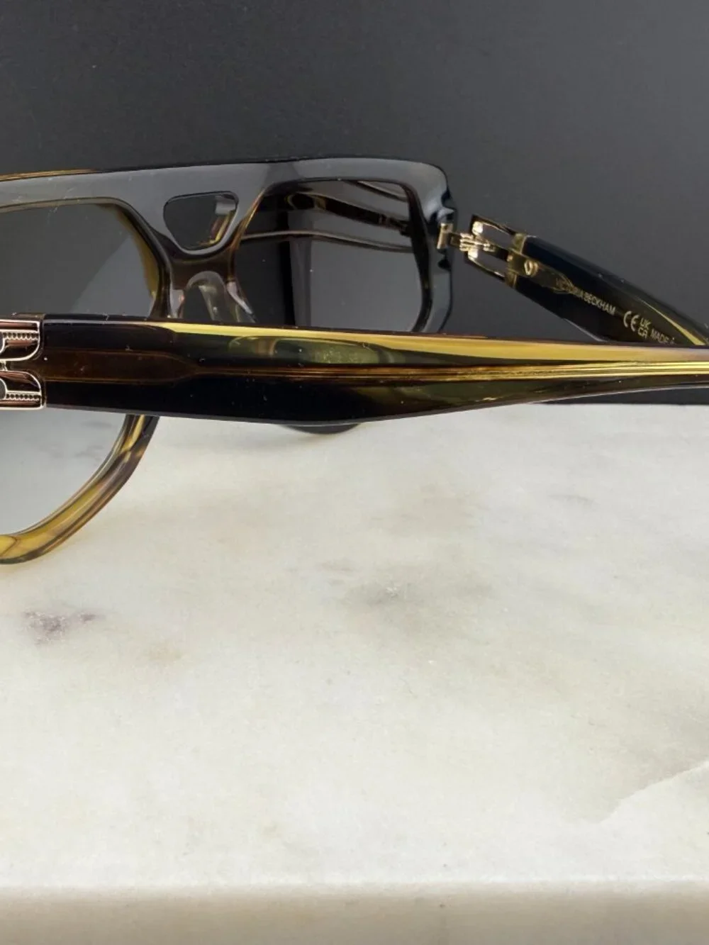 Victoria Beckham VB681S 318 Geometric Aviator Sunglasses Khaki Brown